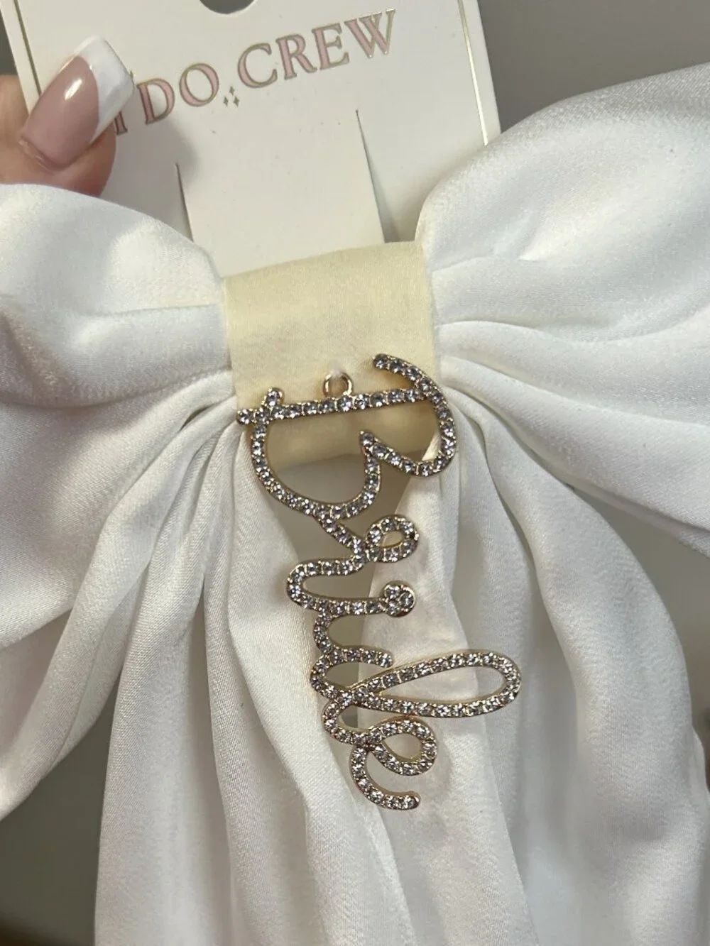 I Do Crew Silky White Hair Clip Bow 